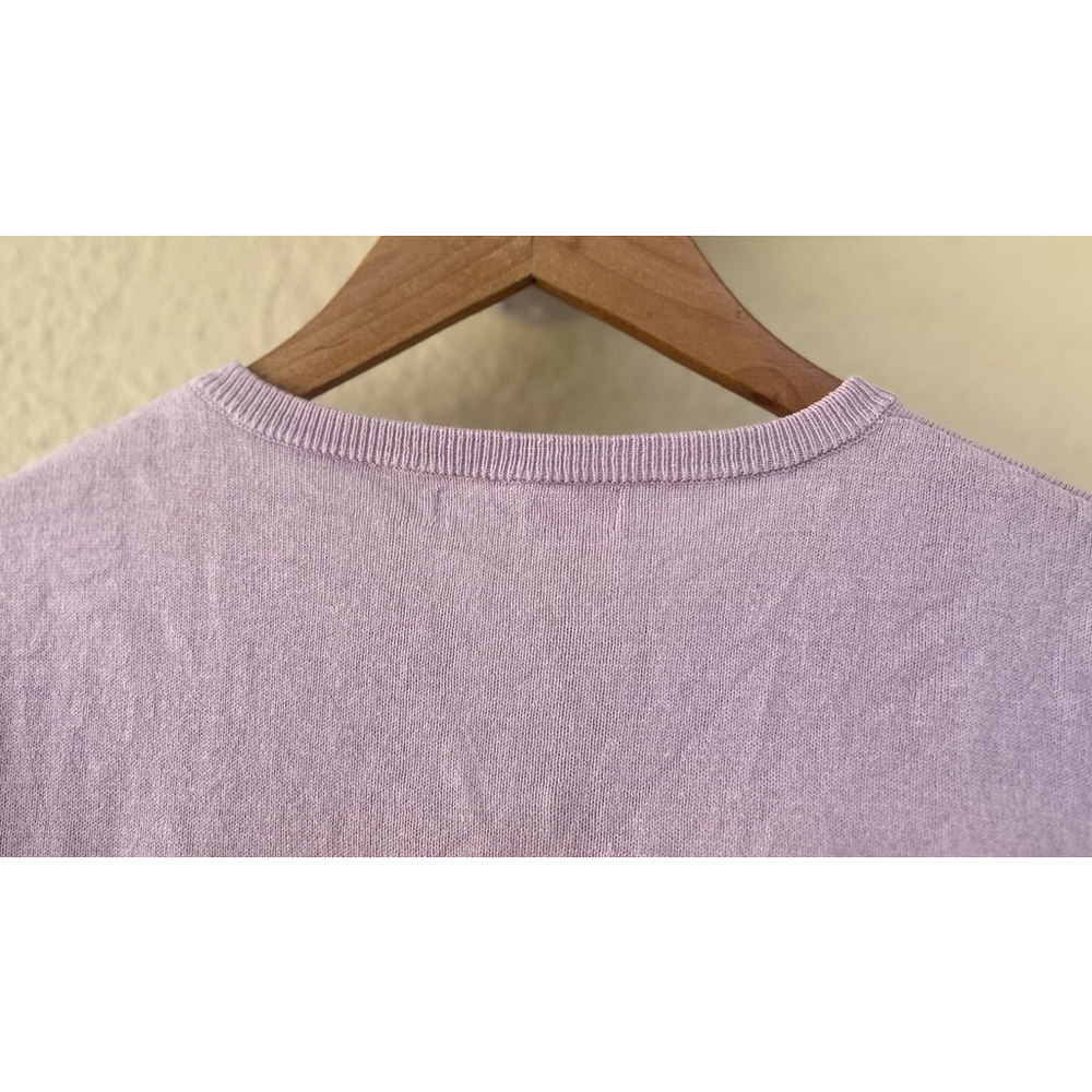 WoolOvers Lilac Cropped Silk Blend Cardigan Women’s Small Soft Minimal Preppy - Picture 4 of 6